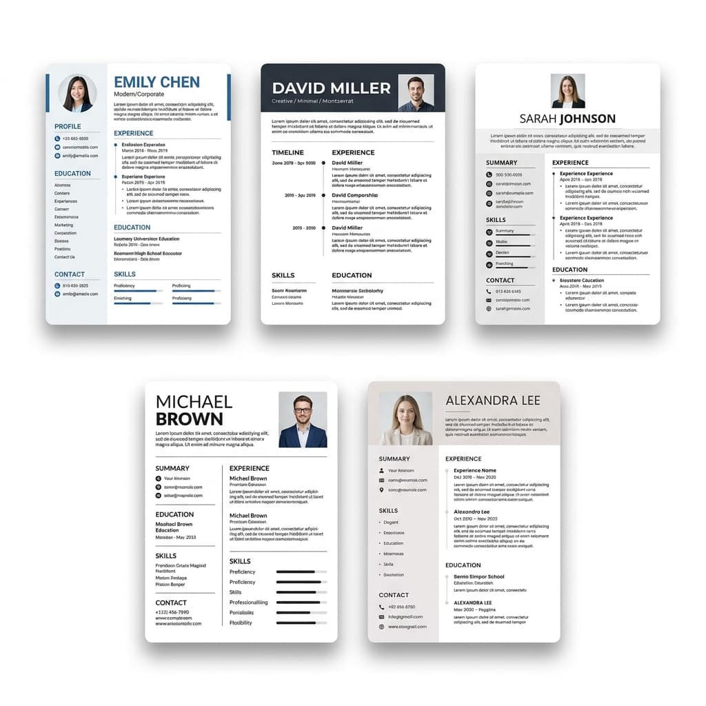 Professional Resume Templates Grid